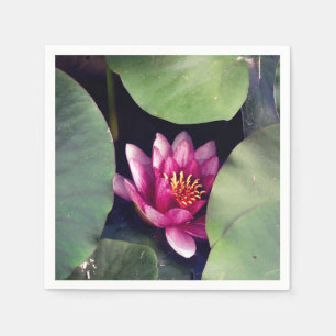 Serviette En Papier Feuillage rose de vert de fleur de Lotus