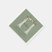 Serviette En Papier Feuillage rustique blanc mariage à baguette de cer (Coin)