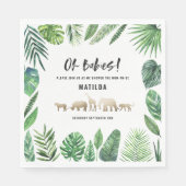 Serviette En Papier Feuillage tropical + animaux d'or baby shower (Devant)
