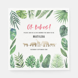 Serviette En Papier Feuillage tropical + animaux d'or baby shower