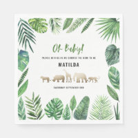 Feuillage tropical + animaux d'or baby shower