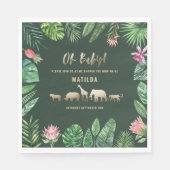 Serviette En Papier Feuillage tropical + animaux d'or baby shower (Devant)