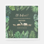 Serviette En Papier Feuillage tropical + animaux d'or baby shower (Devant)