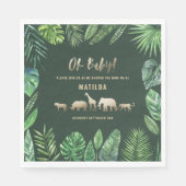 Serviette En Papier Feuillage tropical + animaux d'or baby shower (Devant)