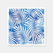 Serviette En Papier Feuillage Tropical Bleu Et Blanc | Floral (Devant)