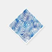 Serviette En Papier Feuillage Tropical Bleu Et Blanc | Floral (Coin)