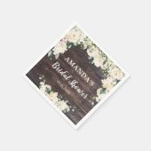 Serviette En Papier Feuillage verdure bois rustique boho roses blanche (Coin)