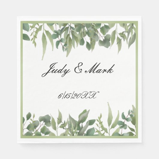 Serviette En Papier Feuillage vert Feuille rustique (Devant)