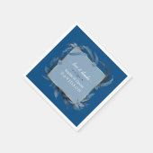 Serviette En Papier Feuille bleu moderne Mariage d'or géométrique  (Coin)