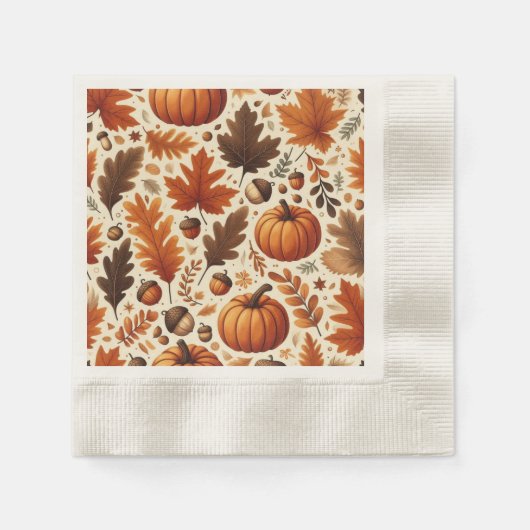 Serviette En Papier feuille/citrouille/cavernes Automne (Devant)