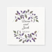 Serviette En Papier Feuille d'aquarelle violette Mariage (Devant)