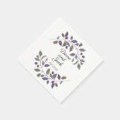 Serviette En Papier Feuille d'aquarelle violette Mariage (Coin)