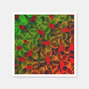 Serviette En Papier Feuille de baie de houx brillant rouge hivernal ve
