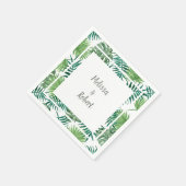 Serviette En Papier Feuille de gouache tropicale mariage mariée mari (Coin)