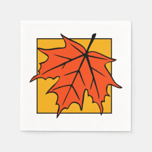 Serviette En Papier Feuille de Maple d'Automne Orange