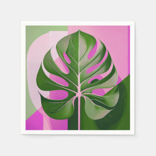 Serviette En Papier Feuille de Monstera Hawaïenne Moderne du Milieu du