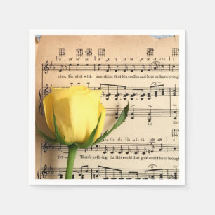 Serviette En Papier Feuille de musique rose jaune