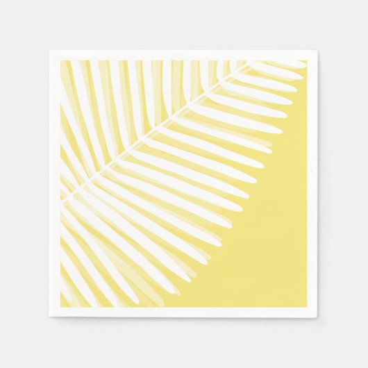 Serviette En Papier Feuille de palme monochrome tropical simple jaune (Devant)