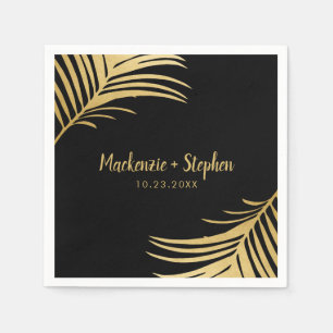 Serviette En Papier Feuille de Palme Tropicale Gold et Black Personnal