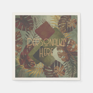 Serviette En Papier Feuille de palmier tropical boho monstera été 70's