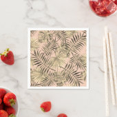 Serviette En Papier Feuille de palmier tropical pêche et or (En situation)