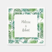 Serviette En Papier Feuille de papier aquarelle tropicale mariage mari (Devant)