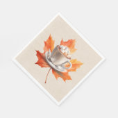 Serviette En Papier Feuille d'érable d'automne et cacao chaud (Coin)
