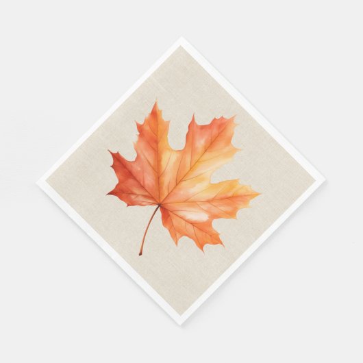Serviette En Papier Feuille d'érable d'automne sur Burlap (Coin)