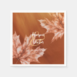 Serviette En Papier feuille d'érable orange brûlé mariage de automne