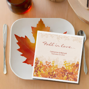Serviette En Papier Feuille d'érable Orange et Terracotta Mariage d'au