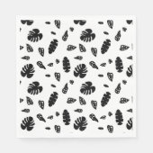 Serviette En Papier Feuille d'été noir et blanc Tropical Motif (Devant)