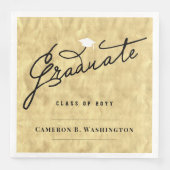 Serviette En Papier Feuille d'or Chic Diplômé Script Luxe Fête de Remi (Devant)