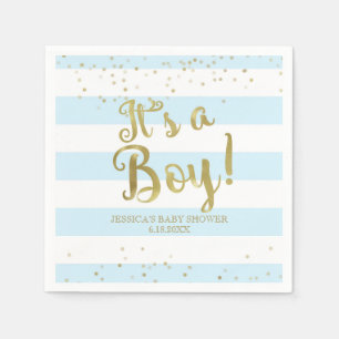Serviette En Papier Feuille d'or de Faux, baby shower de rayures