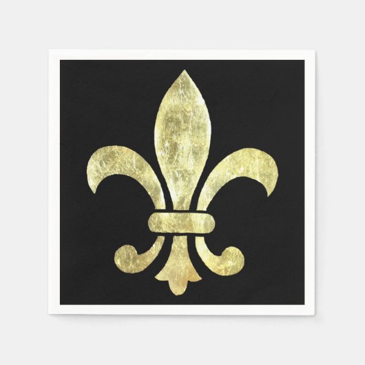 Serviette En Papier Feuille d'or Fleur de Lis (Devant)