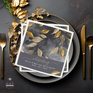 Serviette En Papier Feuille d'or Impasto noir