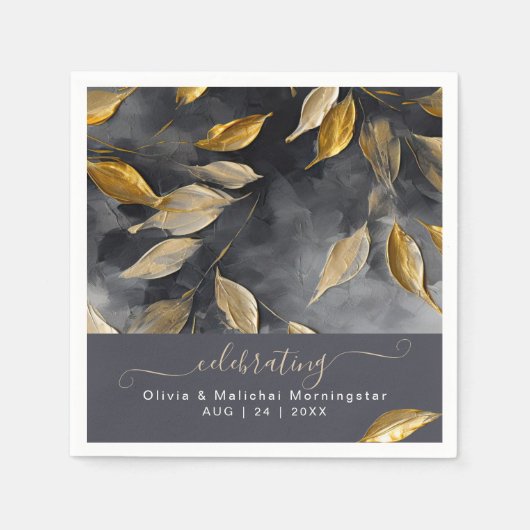 Serviette En Papier Feuille d'or Impasto noir (Devant)