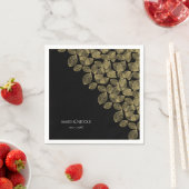 Serviette En Papier Feuille d'or Noir Automne Mariage d'élégance (En situation)