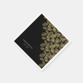 Serviette En Papier Feuille d'or Noir Automne Mariage d'élégance (Coin)