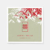 Serviette En Papier Feuille double Xi Mariage chinois en bambou rouge/ (Devant)