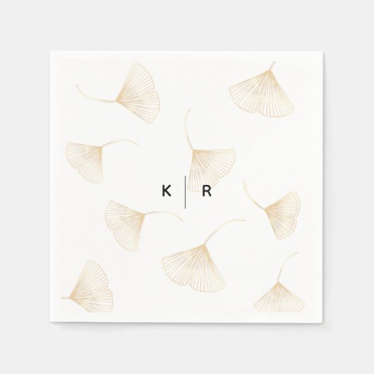 Serviette En Papier Feuille Ginkgo en chute Mariage Napkins (Devant)