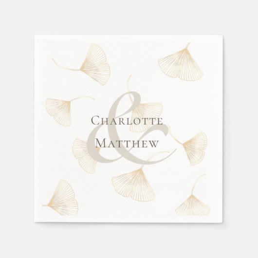 Serviette En Papier Feuille Ginkgo en chute Mariage Napkins (Devant)
