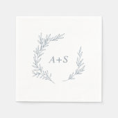 Serviette En Papier Feuille minimale | Dusty Blue Monogram Mariage (Devant)