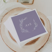 Serviette En Papier Feuille minimale | Lavender Monogrammes Mariage se