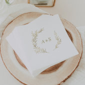 Serviette En Papier Feuille minimale | Mariage de monogramme d'or