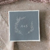 Serviette En Papier Feuille minimale | Mariage Monogramme bleu et blan