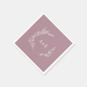 Serviette En Papier Feuille minimale | Mauve Monogrammes Mariage (Coin)