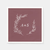 Serviette En Papier Feuille minimale | Napkins Mariage Monogram de Bou (Devant)