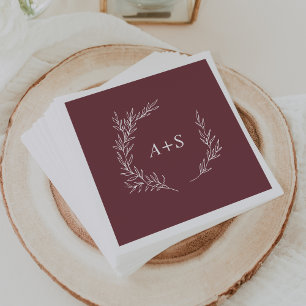 Serviette En Papier Feuille minimale   Napkins Mariage Monogram de Bou