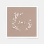 Serviette En Papier Feuille minimale | Serviettes neutres Mariage Mono (Devant)