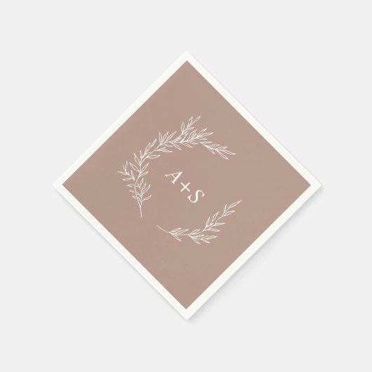 Serviette En Papier Feuille minimale | Serviettes neutres Mariage Mono (Coin)
